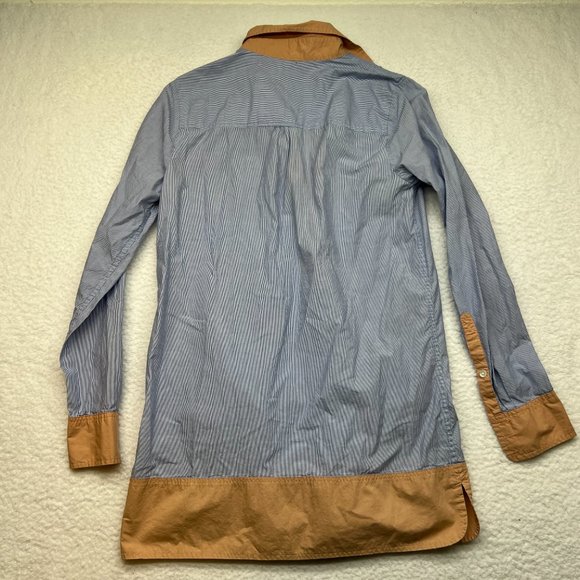 J. Crew | Pinstripe Tunic with Pockets and Tan Accents Long Sleeve Size XS - Picture 12 of 14